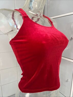 Strappy Lattice Back Red Velvet Dance Camisole M NWT